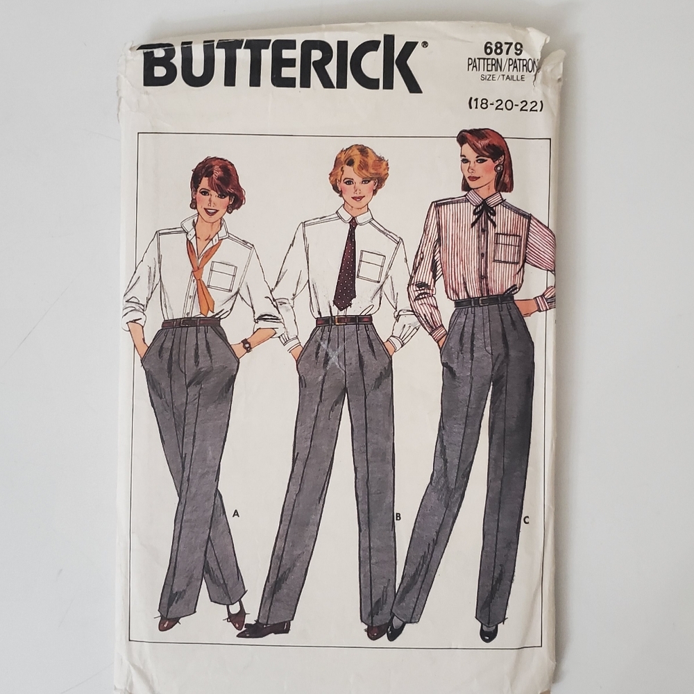 Butterick 6879 Sewing Pattern with Blue and White Design